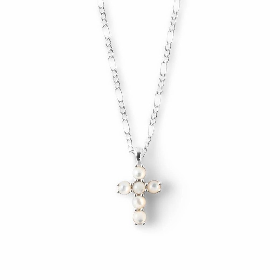 Jewelry * | Maple Cross Chain Silver 925/Mother Of Pearl