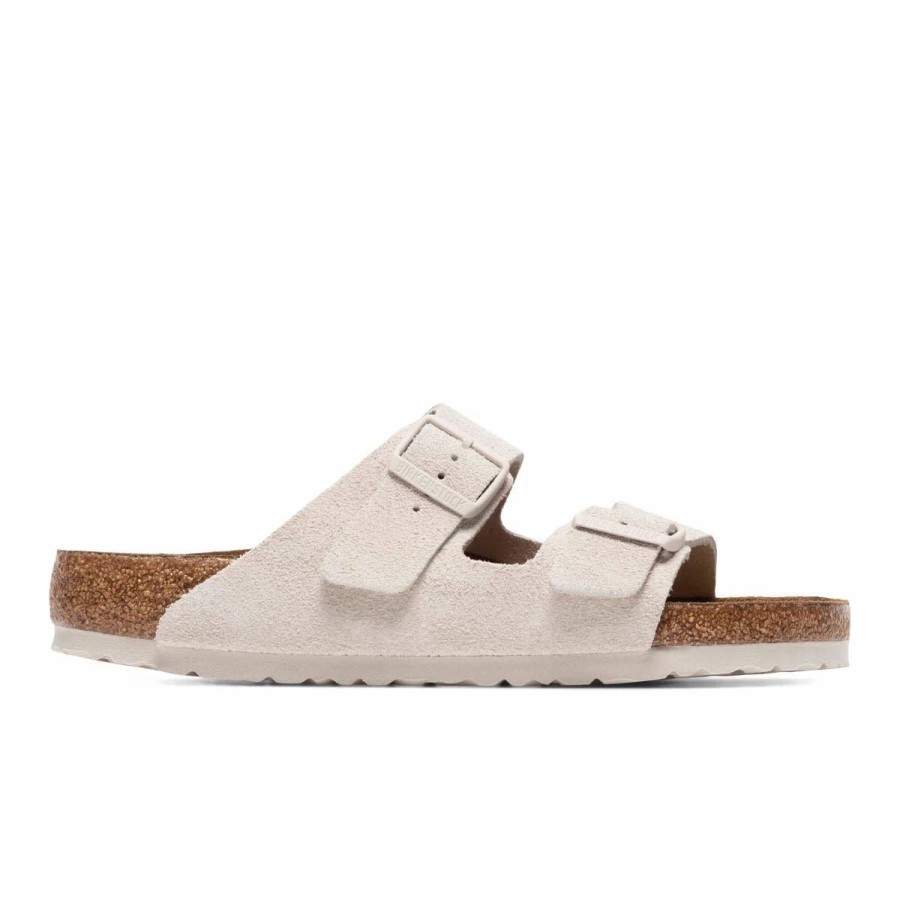 Casual * | Birkenstock Arizona Soft Foot Bed Antique White Suede