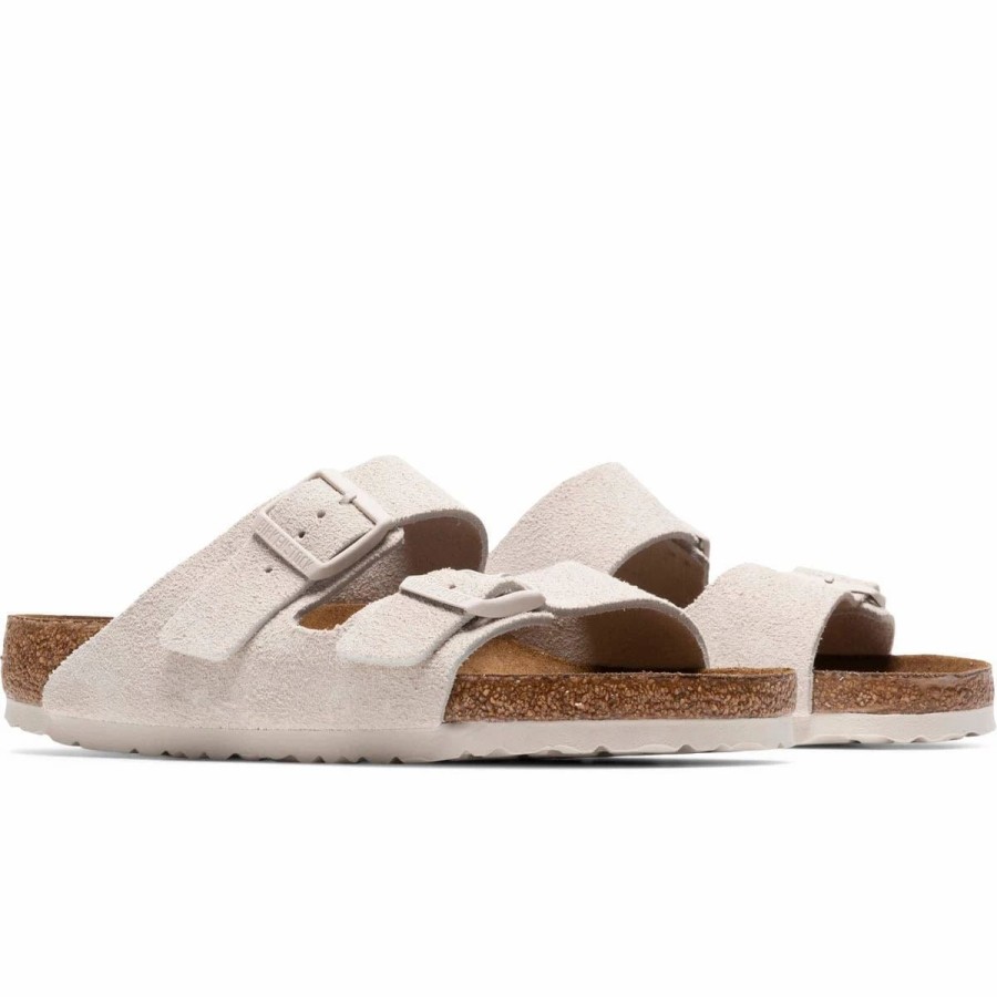 Casual * | Birkenstock Arizona Soft Foot Bed Antique White Suede