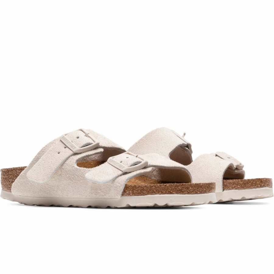 Casual * | Birkenstock Women'S Arizona Soft Foot Bed Antique White Suede