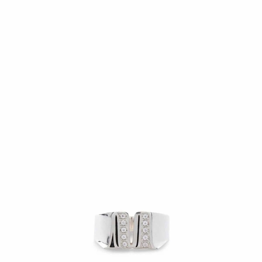 Jewelry * | Maple "M" Signet Ring Silver 925/White Topaz