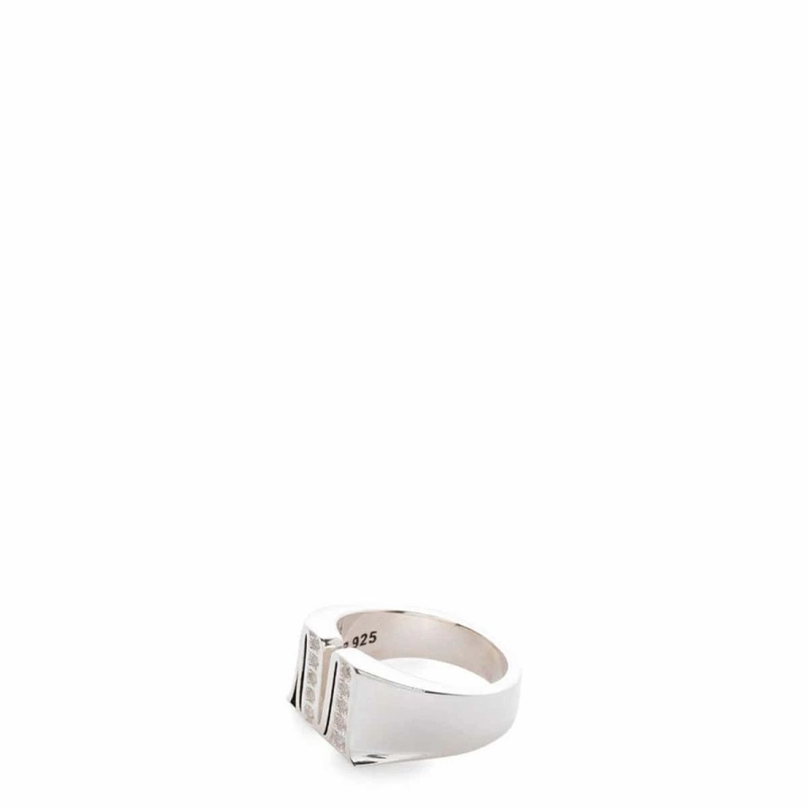 Jewelry * | Maple "M" Signet Ring Silver 925/White Topaz