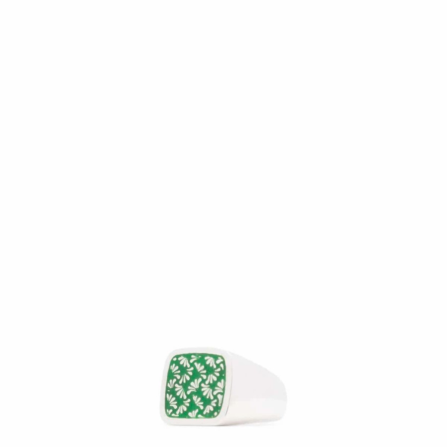 Jewelry * | Maple Floral Signet Silver/Enamel