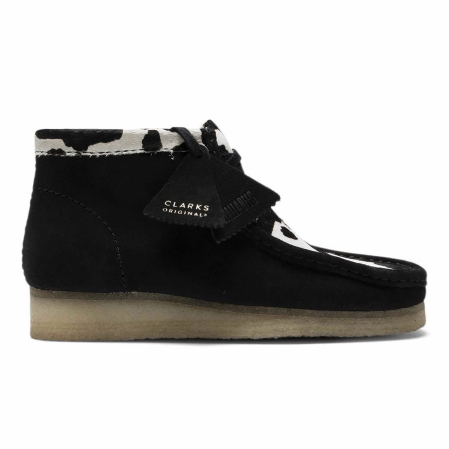 Casual * | Clarks Wallabee Boot Black Cow Print