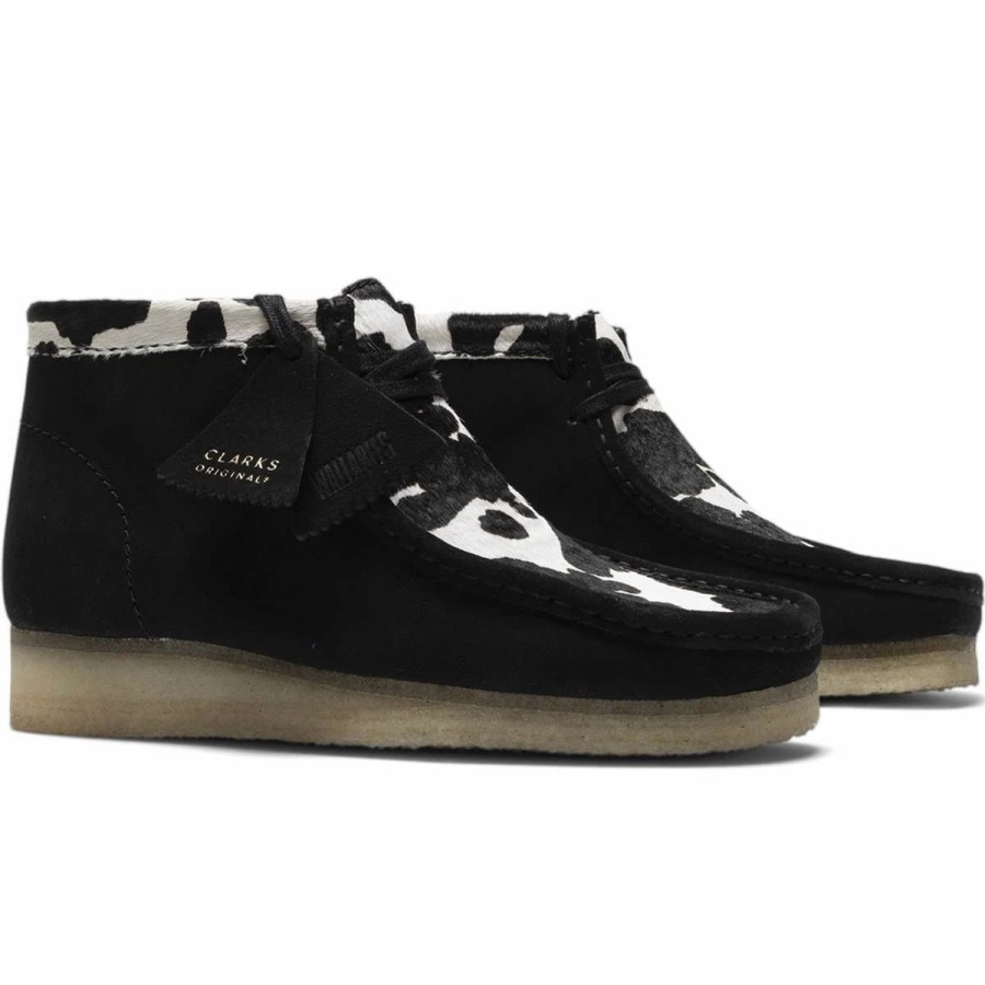 Casual * | Clarks Wallabee Boot Black Cow Print